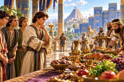 👑 DE BABYLONE AU ROYAUME ÉTERNEL | Chapitre 1 – 🍇 Minisérie 2 : 🙏 L’épreuve de la fidélité | 🍷 Poème 1 – Les mets du roi